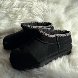 BearpawBlack Suede Slip-On Shoes